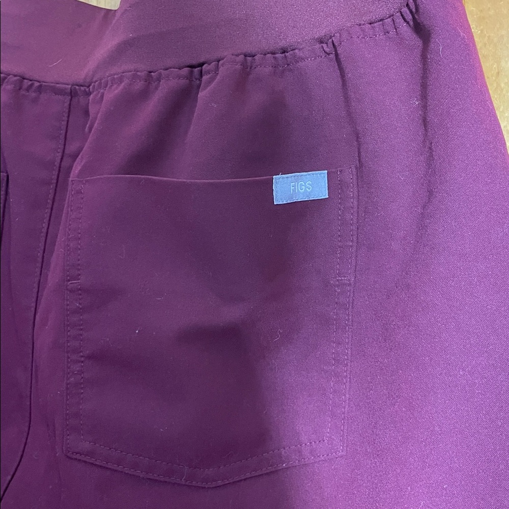Fig High Waisted Zamora Jogger Scrub Pants burgundy size large nurse scrubs pant - Picture 8 of 14